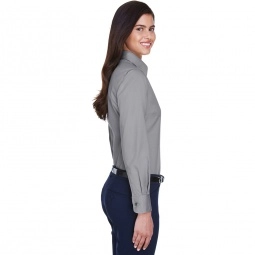 Harriton Easy Blend Custom Long Sleeve Twill Shirt - Women's - Side