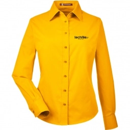 Harriton Easy Blend Custom Long Sleeve Twill Shirt - Womens - Sunray Yellow