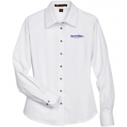 Harriton Easy Blend Custom Long Sleeve Twill Shirt - Women's - White