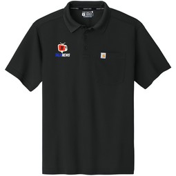 Black Carhartt Force&#174; Snag Resistant Logo Pocket Polo - Men's
