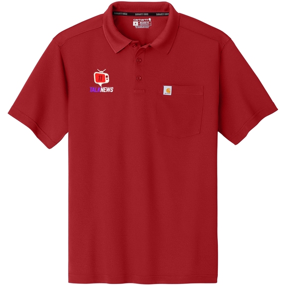 Crimson Red Carhartt Force&#174; Snag Resistant Logo Pocket Polo - Men's