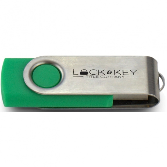 Green/Silver Printed Swing Custom USB Flash Drives - 1GB