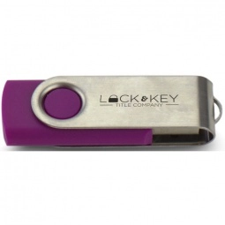 Purple/Silver Printed Swing Custom USB Flash Drives - 1GB