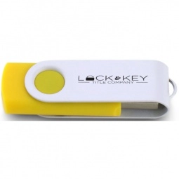 Yellow/White Printed Swing Custom USB Flash Drives - 1GB
