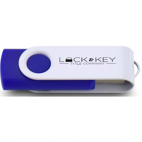  Blue/White Printed Swing Custom USB Flash Drives - 1GB