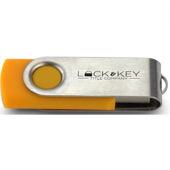Orange/Silver Printed Swing Custom USB Flash Drives - 1GB