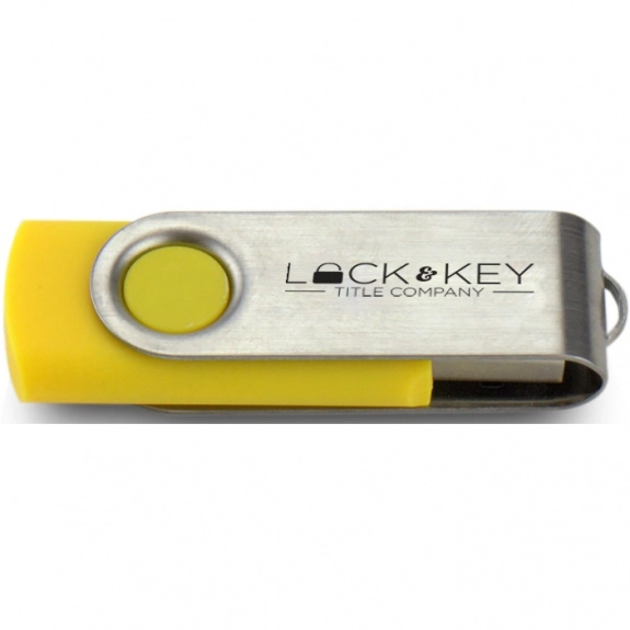 Yellow/Silver Printed Swing Custom USB Flash Drives - 1GB
