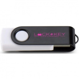 White/Black Printed Swing Custom USB Flash Drives - 1GB