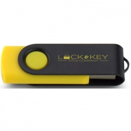 Yellow/Black Printed Swing Custom USB Flash Drives - 1GB