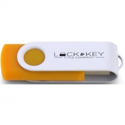 Orange/White Printed Swing Custom USB Flash Drives - 1GB