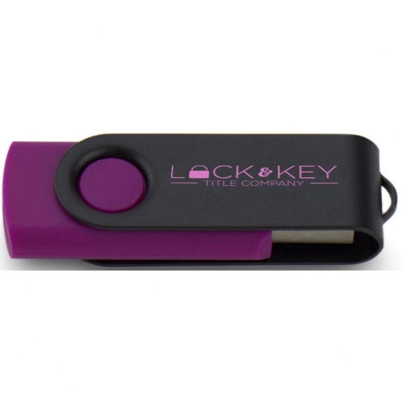 Purple/Black Printed Swing Custom USB Flash Drives - 1GB