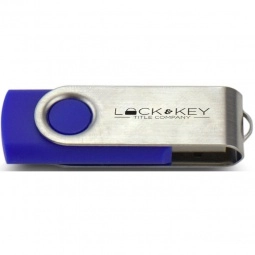 Blue/Silver Printed Swing Custom USB Flash Drives - 1GB