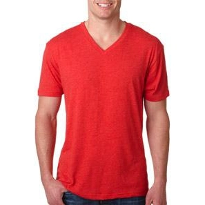 Vintage Red Next Level Triblend V-Neck Logo T-Shirt - Men's
