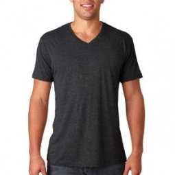 Vintage Black Next Level Triblend V-Neck Logo T-Shirt - Men's