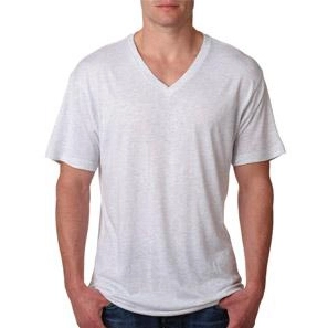 White Next Level Triblend V-Neck Logo T-Shirt - Men's