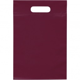 Burgundy Die Cut Handle Promotional Plastic Bag - 9.5 x 14