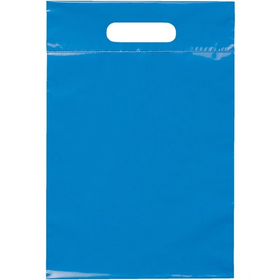 Bright Blue Die Cut Handle Promotional Plastic Bag - 9.5 x 14