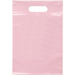 Pink Die Cut Handle Promotional Plastic Bag - 9.5 x 14