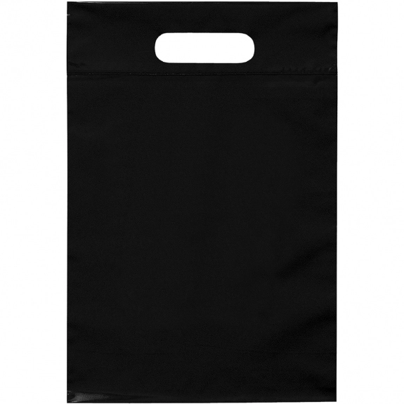 Black Die Cut Handle Promotional Plastic Bag - 9.5 x 14