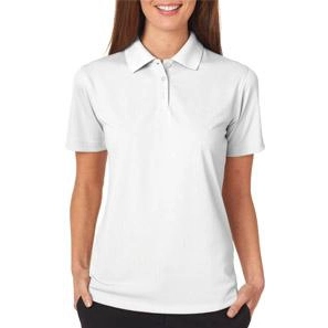 White UltraClub Cool & Dry Stain-Release Performance Custom Polo Shirt - W