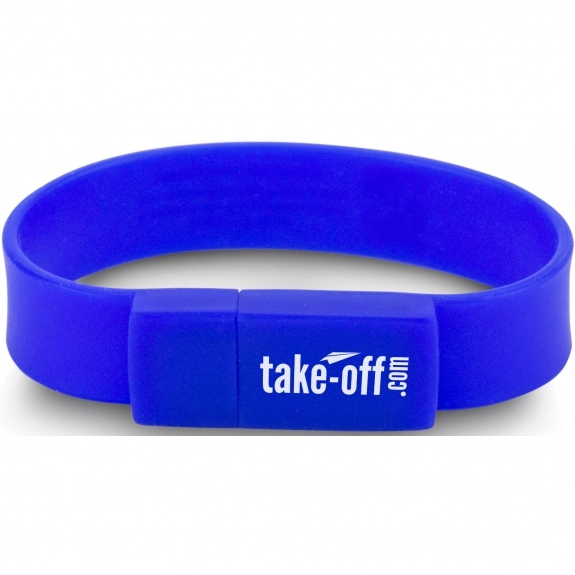 Royal Blue Wristband Promotional USB Drive - 1GB - Open