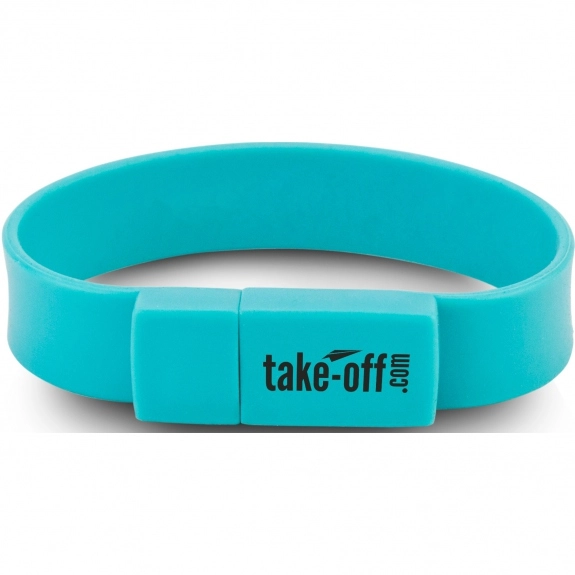 Turquoise Wristband Promotional USB Drive - 1GB