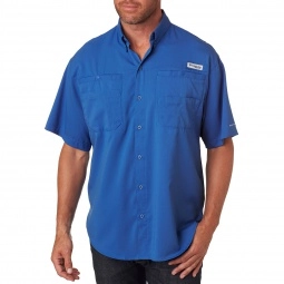 Vivid Blue Columbia PFG Tamiami II Short Sleeve Custom Shirts
