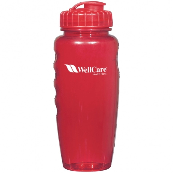 Translucent Red - Poly-Clear Gripper Custom Water Bottle - 30 oz.