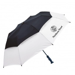 Black/White - Vented Custom Golf Umbrella w/ Rubber Golf Handle - 58"