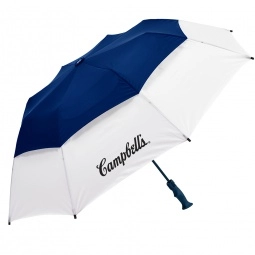 Navy/White - Vented Custom Golf Umbrella w/ Rubber Golf Handle - 58"