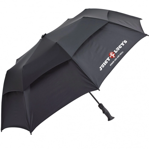 Black - Vented Custom Golf Umbrella w/ Rubber Golf Handle - 58"
