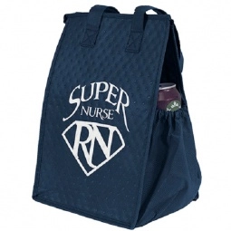 Navy Mini Insulated Zippered Tote - 8"w x 12"h x 7"d