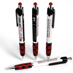 Red - Full Color Square Ad Promotional Pen w/ Rubber Grip