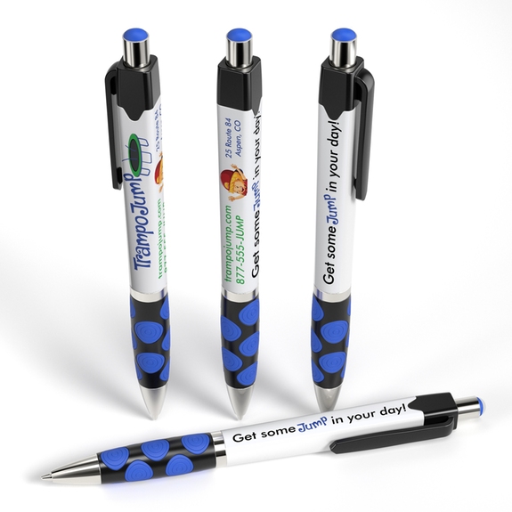 Dark Blue Full Color Square Ad Promotional Pen w/ Rubber Grip