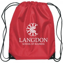 Red Promotional Drawstring Bag w/ Antimicrobial Additive - 14"w x 18"h