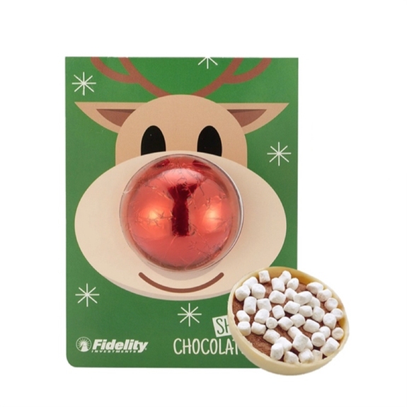 Reindeer Holiday Design Hot Chocolate Bomb w/ Custom Billboard Tag