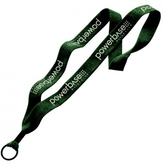 Forest Green Cotton Knit Custom Lanyard w/Metal Crimp and Split Ring