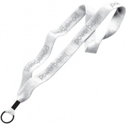 White Cotton Knit Custom Lanyard w/Metal Crimp and Split Ring