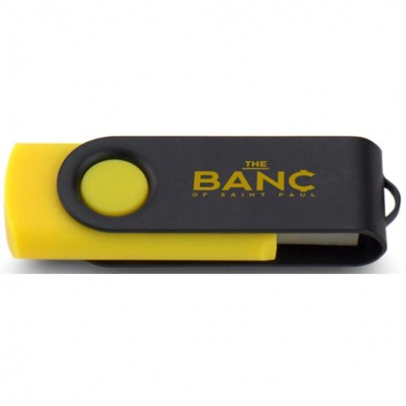 Yellow/Black Printed Swing Custom USB Flash Drives - 2GB