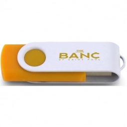 Orange/White Printed Swing Custom USB Flash Drives - 2GB