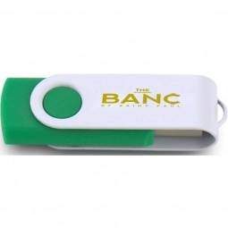 Green/White Printed Swing Custom USB Flash Drives - 2GB