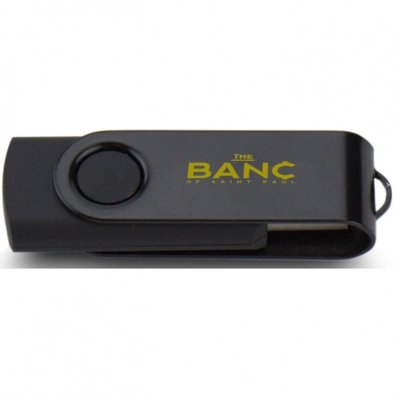 Black Printed Swing Custom USB Flash Drives - 2GB