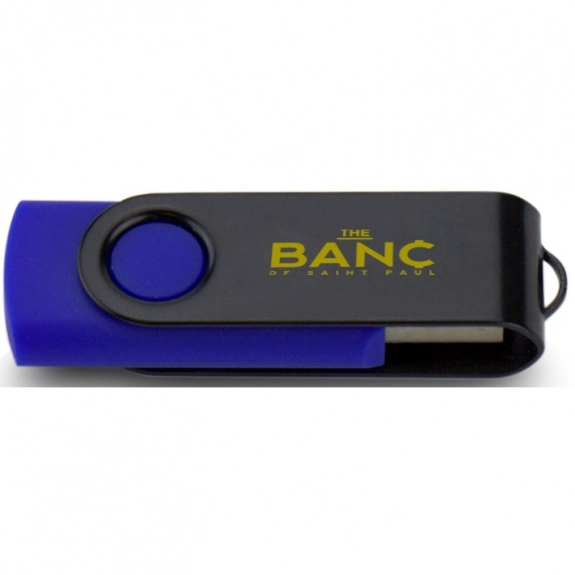 Blue/Black Printed Swing Custom USB Flash Drives - 2GB