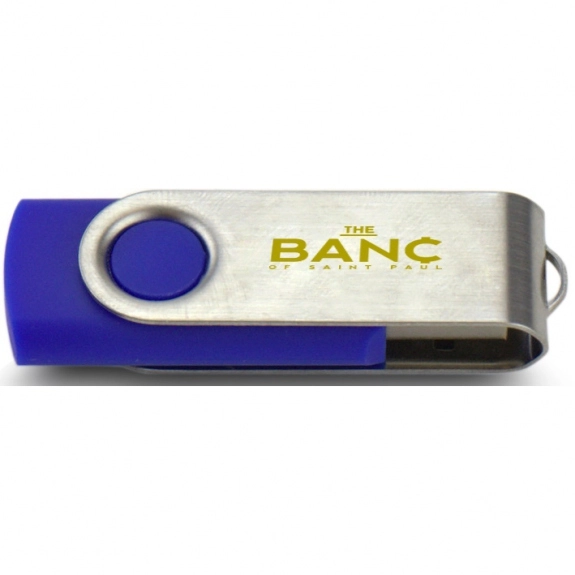 Blue/Silver Printed Swing Custom USB Flash Drives - 2GB