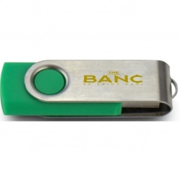 Green/Silver Printed Swing Custom USB Flash Drives - 2GB