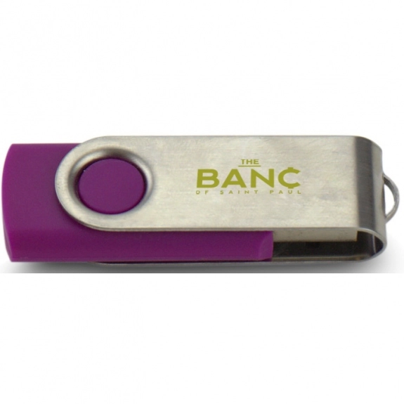 Purple/Silver Printed Swing Custom USB Flash Drives - 2GB