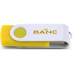 Yellow/White Printed Swing Custom USB Flash Drives - 2GB