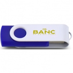 Blue/White Printed Swing Custom USB Flash Drives - 2GB