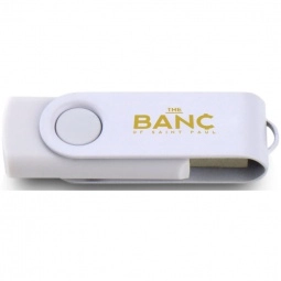 White Printed Swing Custom USB Flash Drives - 2GB