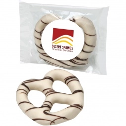 Clear Full Color Belgian White Chocolate Covered Custom Pretzels